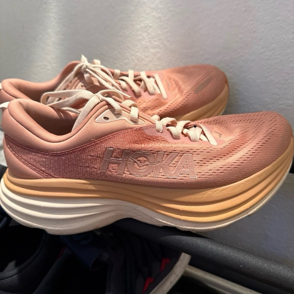 Hoka Women's Peach  Athletic Shoes Bondi 8